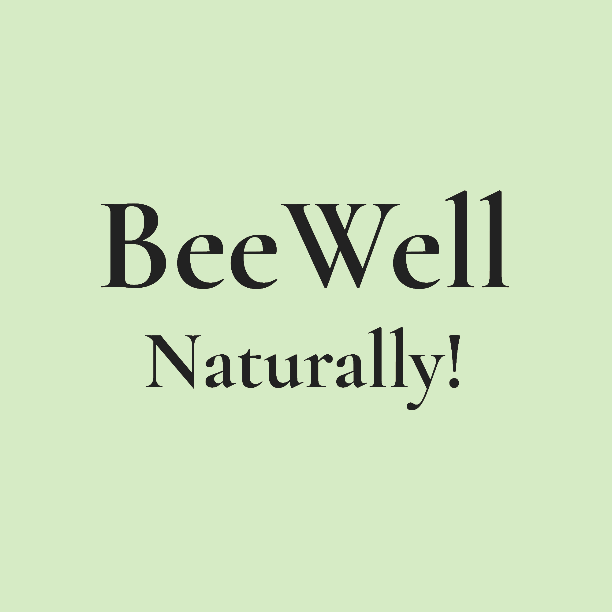 Bee Well Logo - charcoal, green background