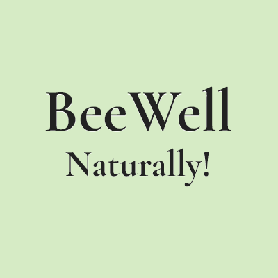 Bee Well Logo - charcoal, green background
