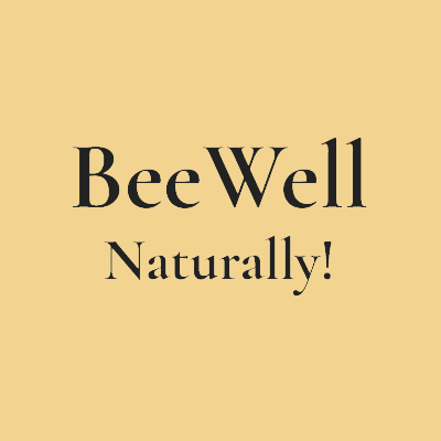 Bee Well Logo - charcoal, sand background